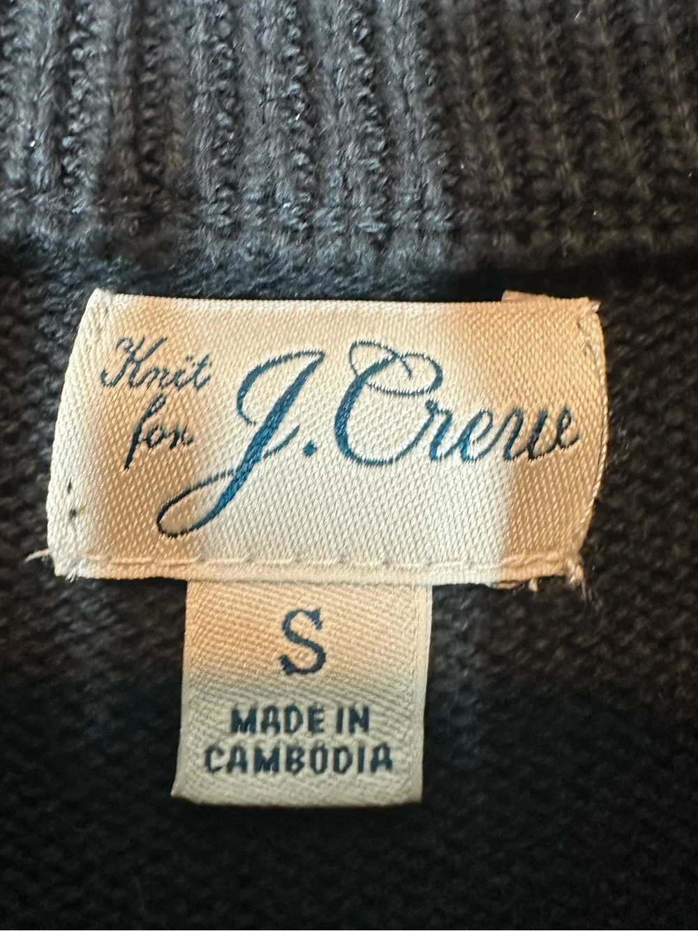 KNIT for J.CREW Men's Small Black 1/4 Zip Pullover Cotton Sweater